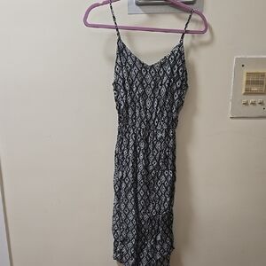 Black and White Patterned Spaghetti Strap Dress